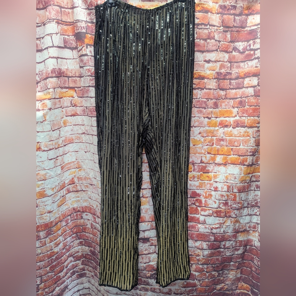 Vintage Silk Sequin Beaded Pants Cache Small
